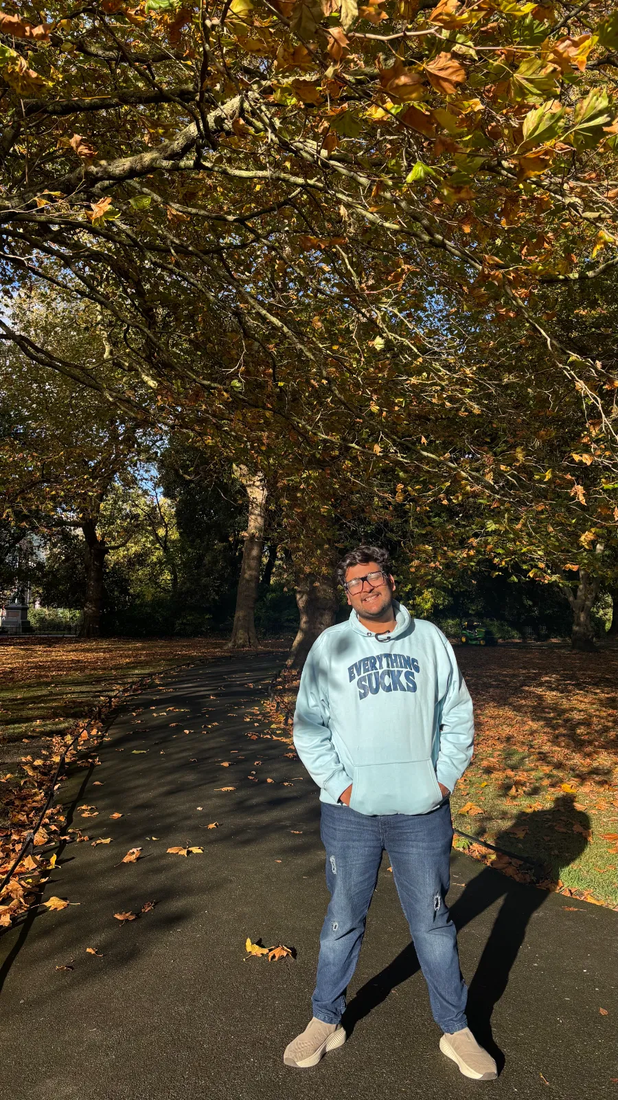 Anirudh Chugh in a park in Ireland during autumn
